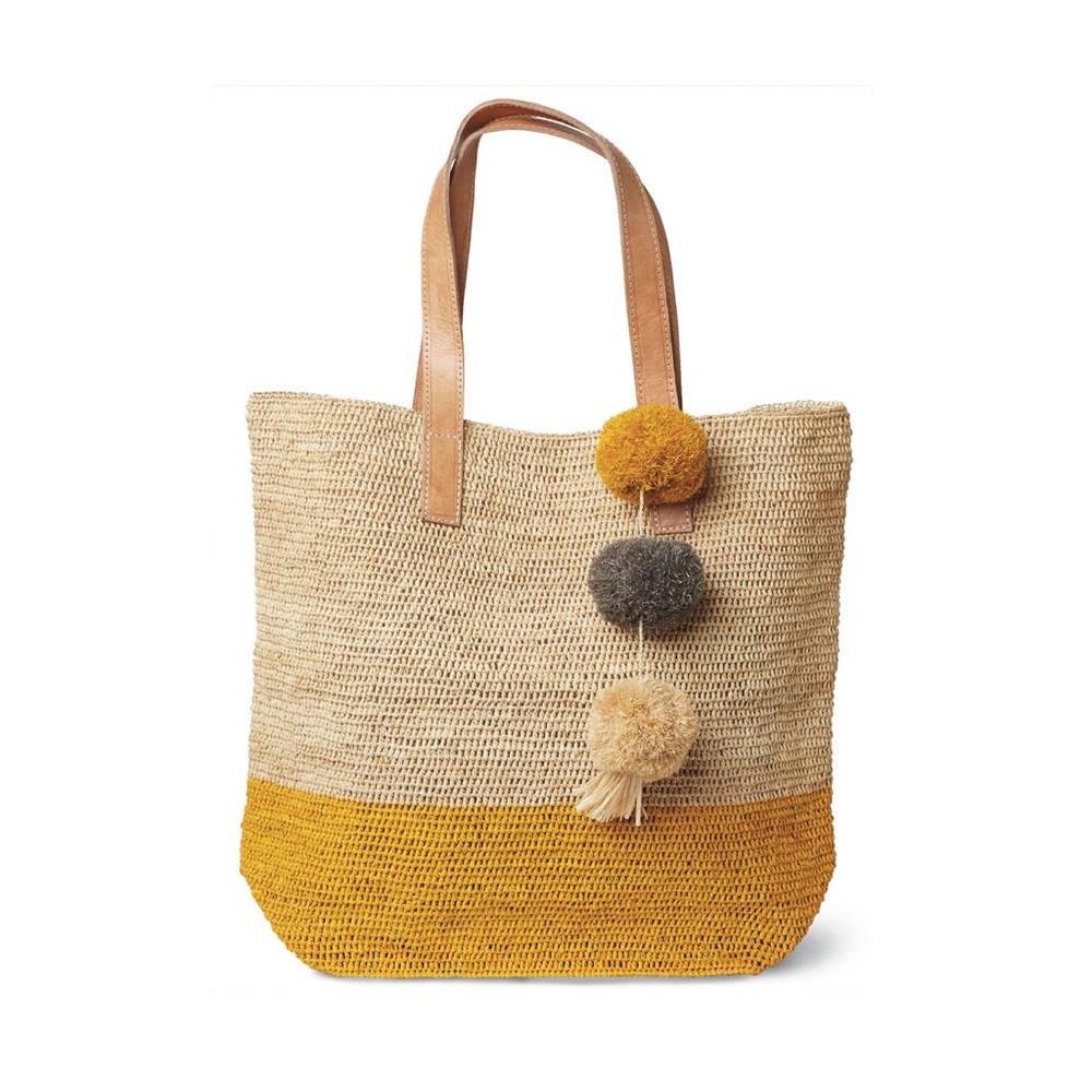 Mar Y Sol Montauk Straw Large Tote in Sunflower retail $175
